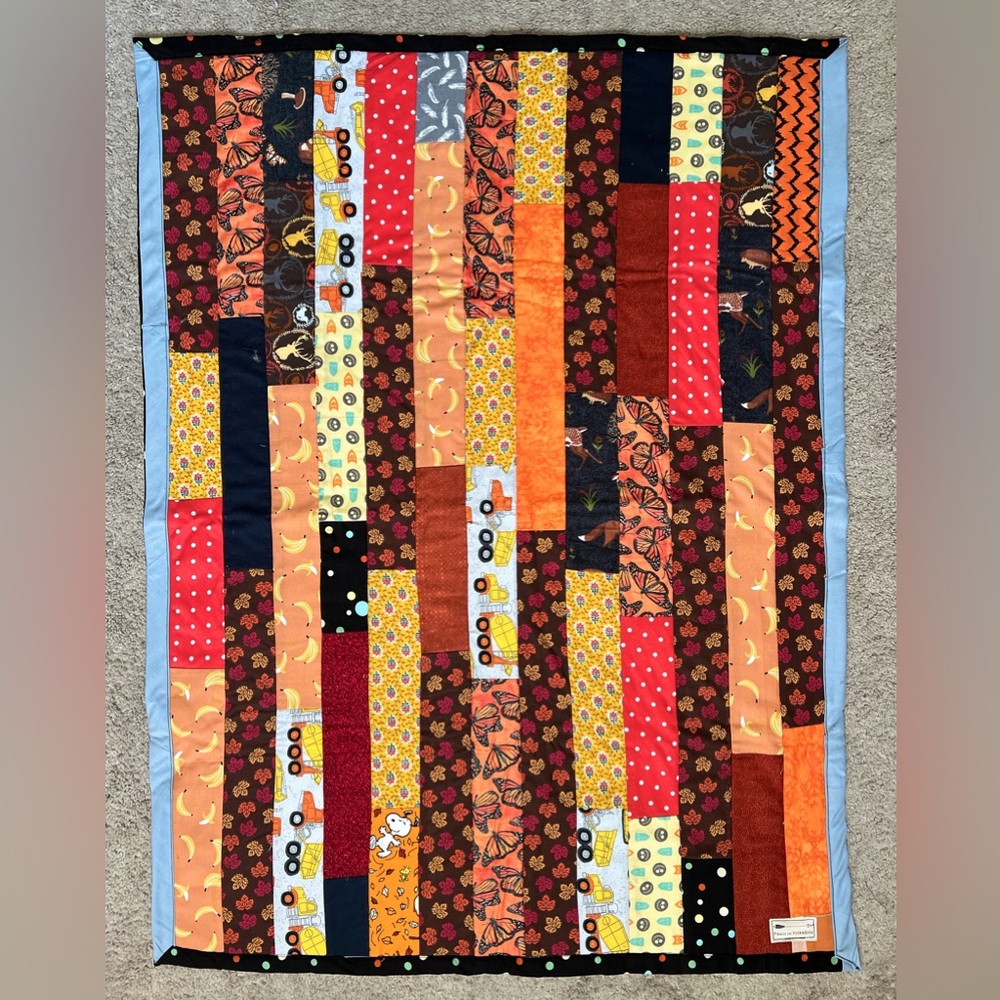 Baby/Pet Quilt 30x40 - Vertical Stripes Construction Fall